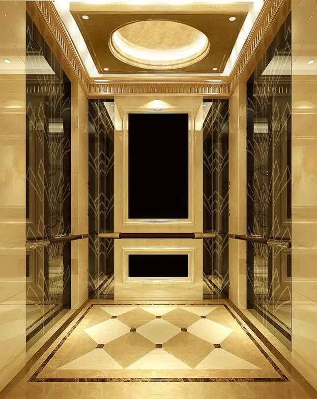 马赛克玻璃电梯轿厢装饰效果图 马赛克玻璃电梯轿厢装饰效果图