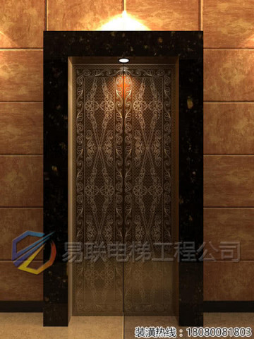 玫瑰金拉丝蚀刻不锈钢电梯厅门装饰效果图