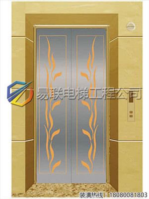 本色拉丝不锈钢蚀刻填漆电梯厅门装潢效果图