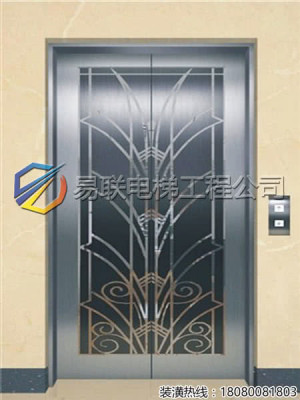 本色拉丝蚀刻不锈钢电梯厅门装饰效果图