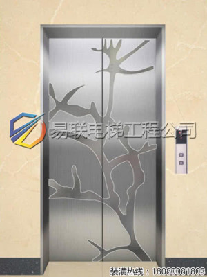 本色拉丝蚀刻不锈钢电梯厅门装潢效果图