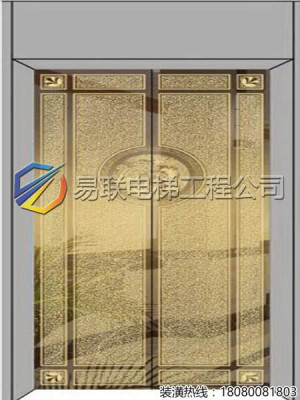 钛金镜面蚀刻不锈钢电梯厅门装潢效果图